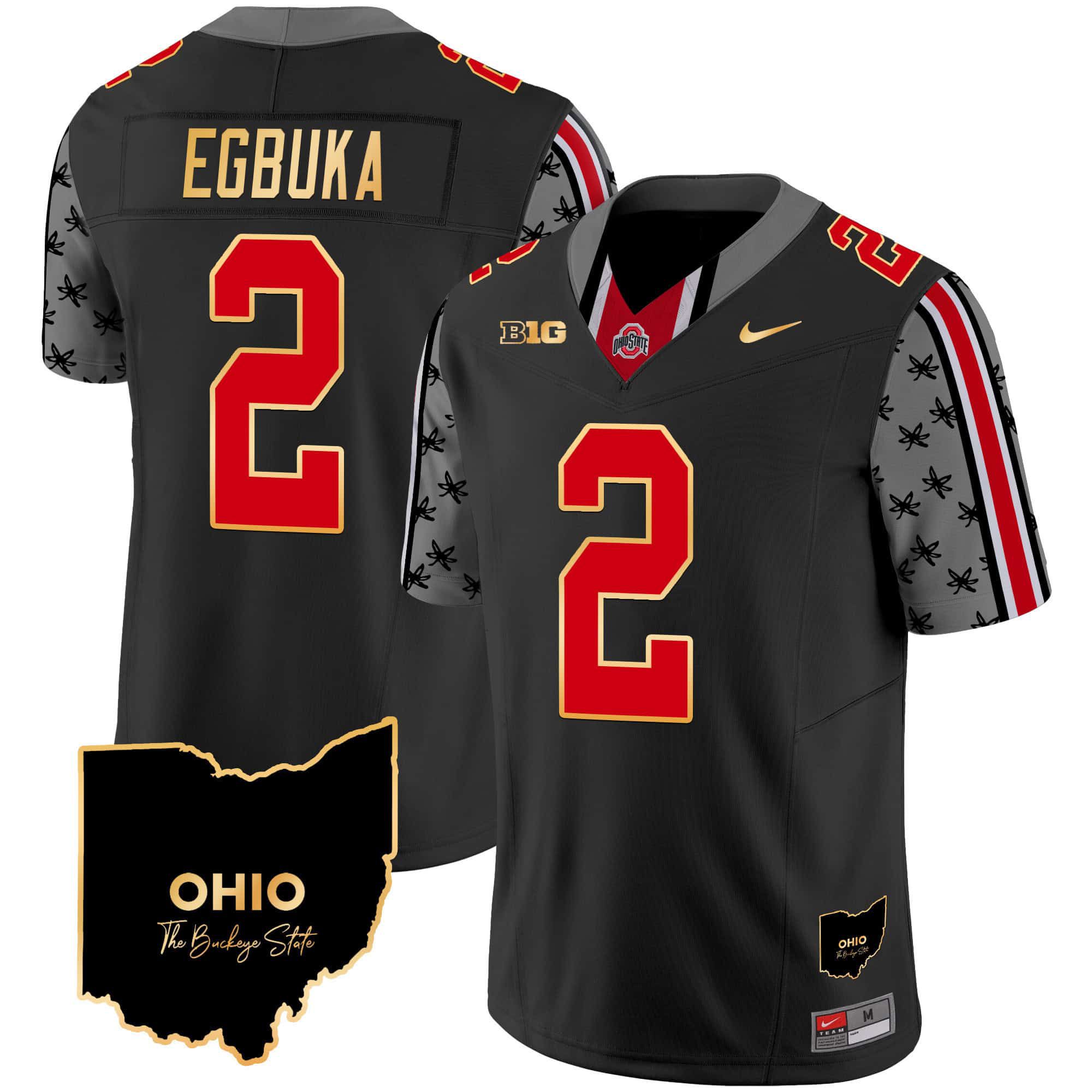 Men Ohio State Buckeyes #2 Egbuka Black 2024 Nike Home Patch Gold Trim Vapor Limited NCAA Jersey style 1->indianapolis colts->NFL Jersey